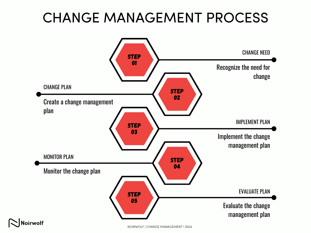 process flow to show the change management process steps